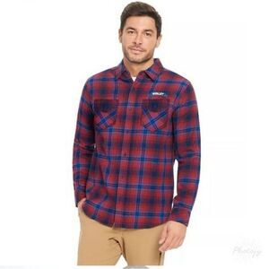 Hurley Head Of Class Oxford Button Up Flannel Plaid Blue & Red Men’s Size XXL